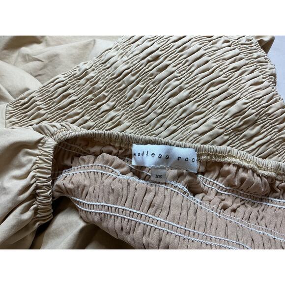 Endless Rose Smocked Beige Puff Mini Dress Size XS - Picture 4 of 4